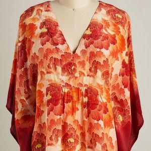 NWT Sundance Catalog Red Orange Floral “Sunrise Garden Top.